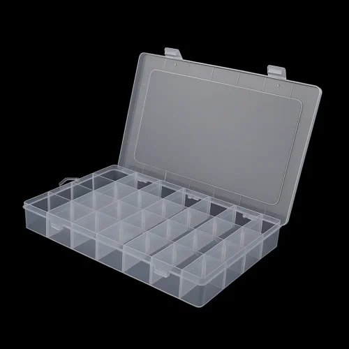 Plastic Box 28 Grid - Clear