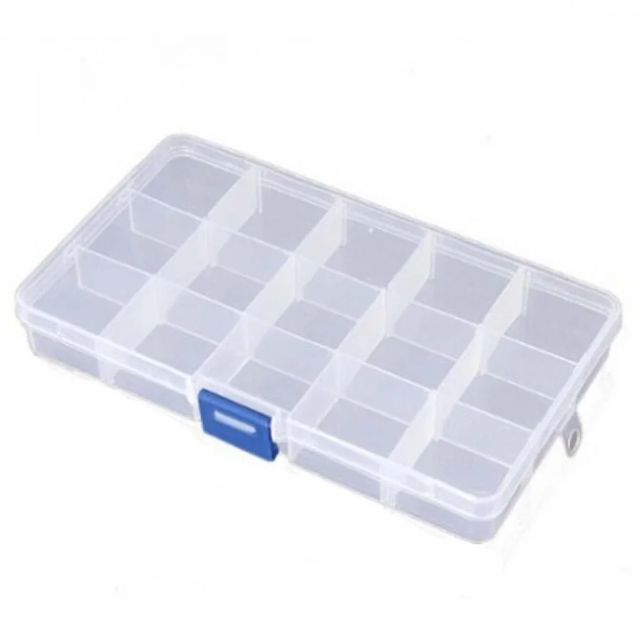 Plastic Box 15 Grid - Clear
